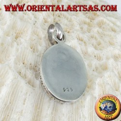 Silver pendant with cameo natural oval lapis lazuli 