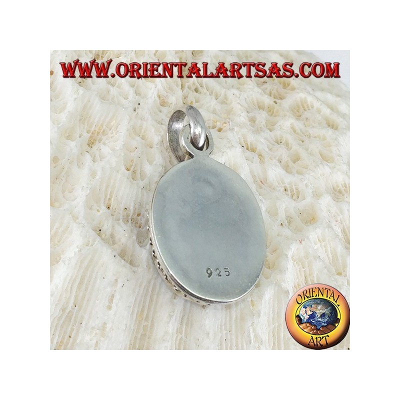 Silver pendant with cameo natural oval lapis lazuli 