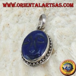 Silber Anhänger mit Cameo natürlichen ovalen Lapislazuli