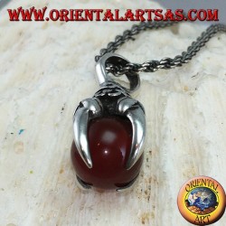 Pendentif en griffe d'aigle en argent avec sphère de cornaline