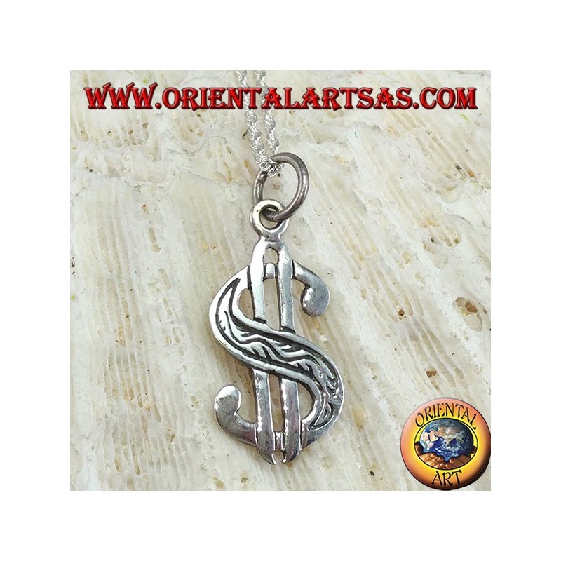 Silver pendant the dollar symbol