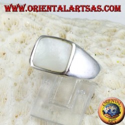 Bague simple en argent avec nacre rectangulaire 8 * 10