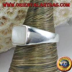 Bague simple en argent avec nacre rectangulaire 8 * 10