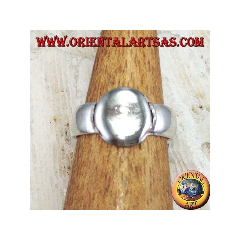Anello in argento da piedi o falange con piastrina ovale liscia