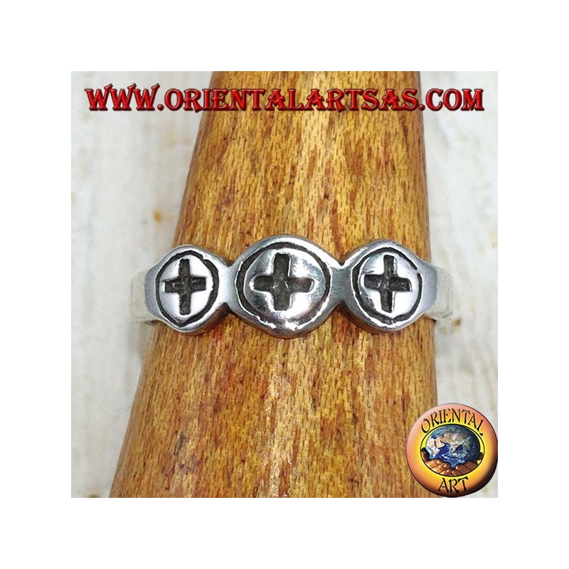 Silberring für Füße oder Phalanx mit drei Kreuzen