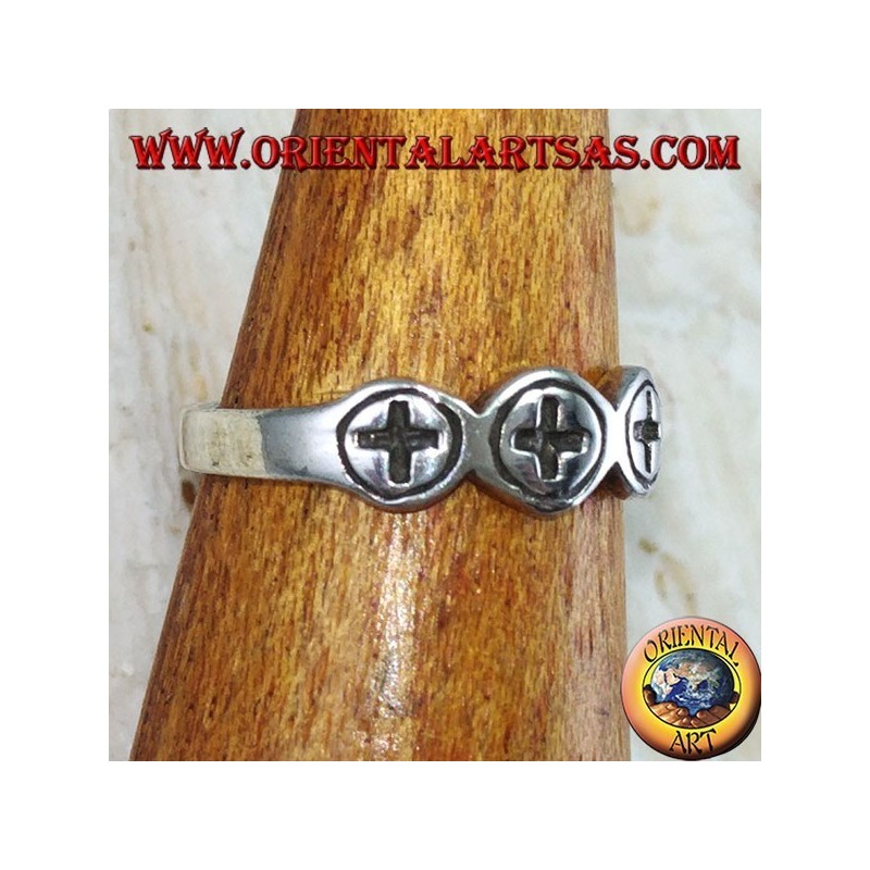 Anillo de plata para pies o falanges con tres cruces