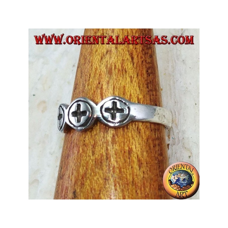 Silver ring for feet or phalanxes with three crosses