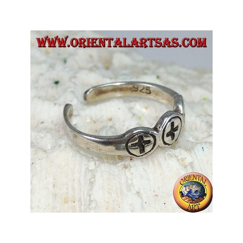 Anillo de plata para pies o falanges con tres cruces