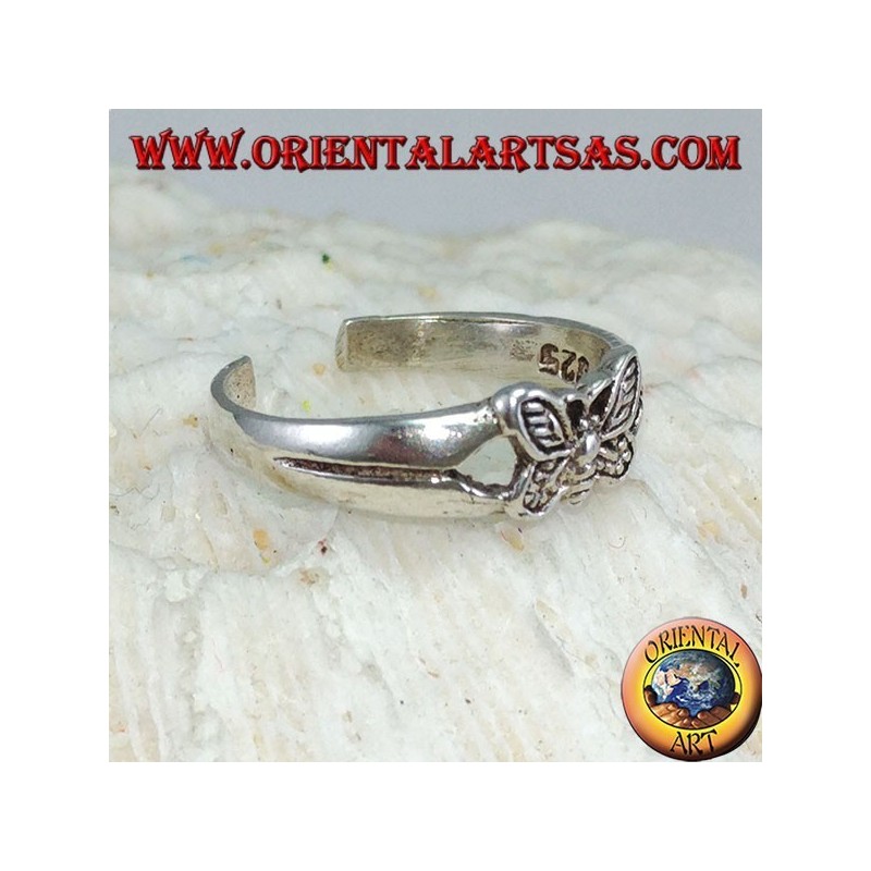 Bague en argent pour les pieds ou la phalange avec papillon