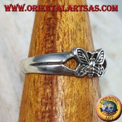 Anillo de plata para pies o falange con mariposa