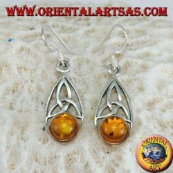 Boucles d'oreilles en argent avec noeud tyrone et ambre