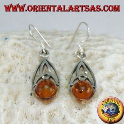 Pendientes de plata con nudo tyrone y ámbar