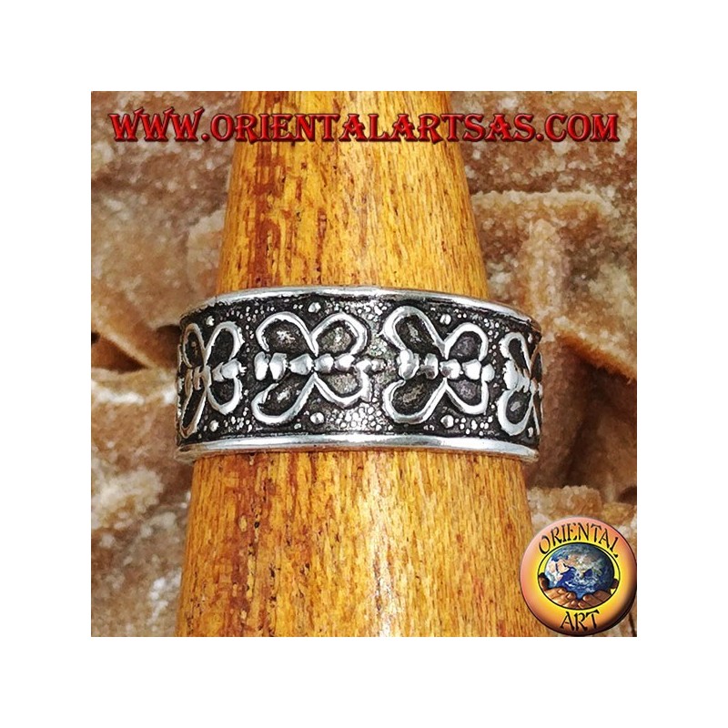 Silver ring for feet or for phalanxes with butterflies in a row