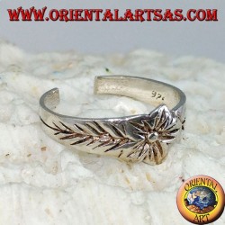Silver ring for feet or for phalanxes with flower