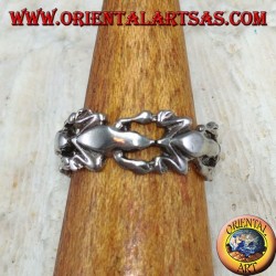 Bague en argent pour les pieds ou pour les phalanges avec les grenouilles d'affilée