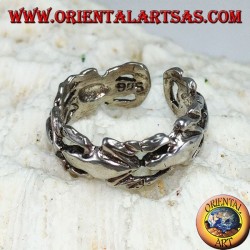 Anillo de plata para pies o para falanges con ranas en una fila