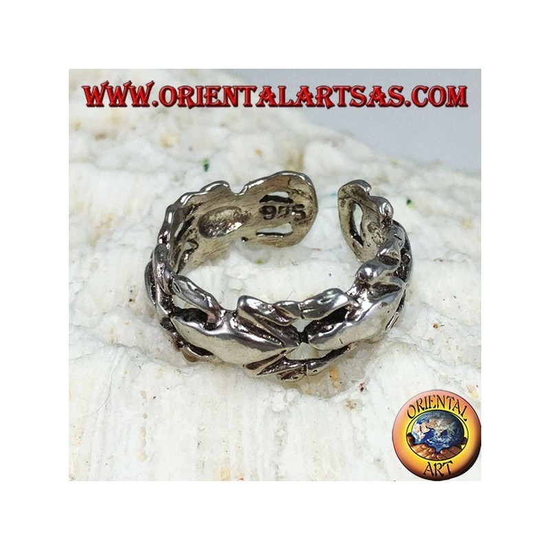 Bague en argent pour les pieds ou pour les phalanges avec les grenouilles d'affilée