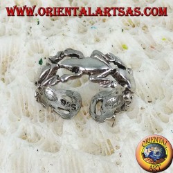 Bague en argent pour les pieds ou pour les phalanges avec les grenouilles d'affilée
