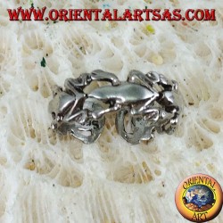 Anillo de plata para pies o para falanges con ranas en una fila