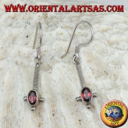 Silver earrings with faceted oval garnet
