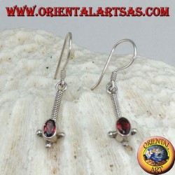 Silver earrings with faceted oval garnet