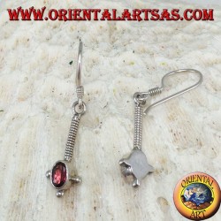 Pendientes de plata con granate ovalado facetado