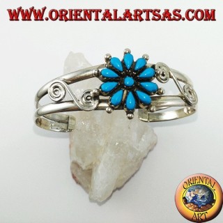 Starre Silberarmband mit türkisem Gänseblümchen