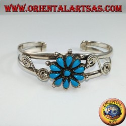 Starre Silberarmband mit türkisem Gänseblümchen