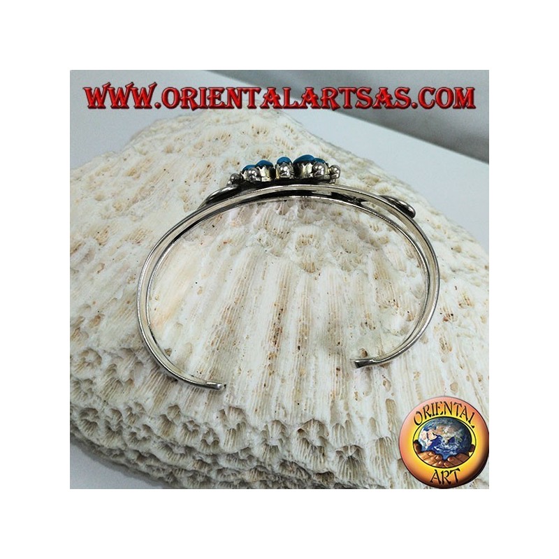 Pulsera de plata rígida con margarita turquesa