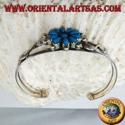 Starre Silberarmband mit türkisem Gänseblümchen