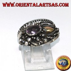 Ring in cobra silver with gold plate and amethyst