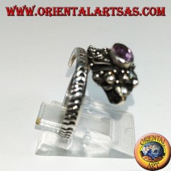Ring in cobra silver with gold plate and amethyst