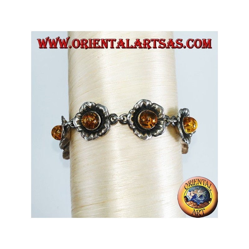 Bracciali in argento di rose con ambra