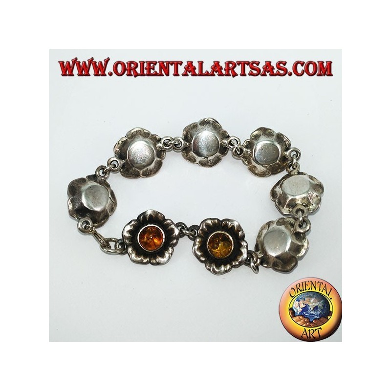 Bracciali in argento di rose con ambra