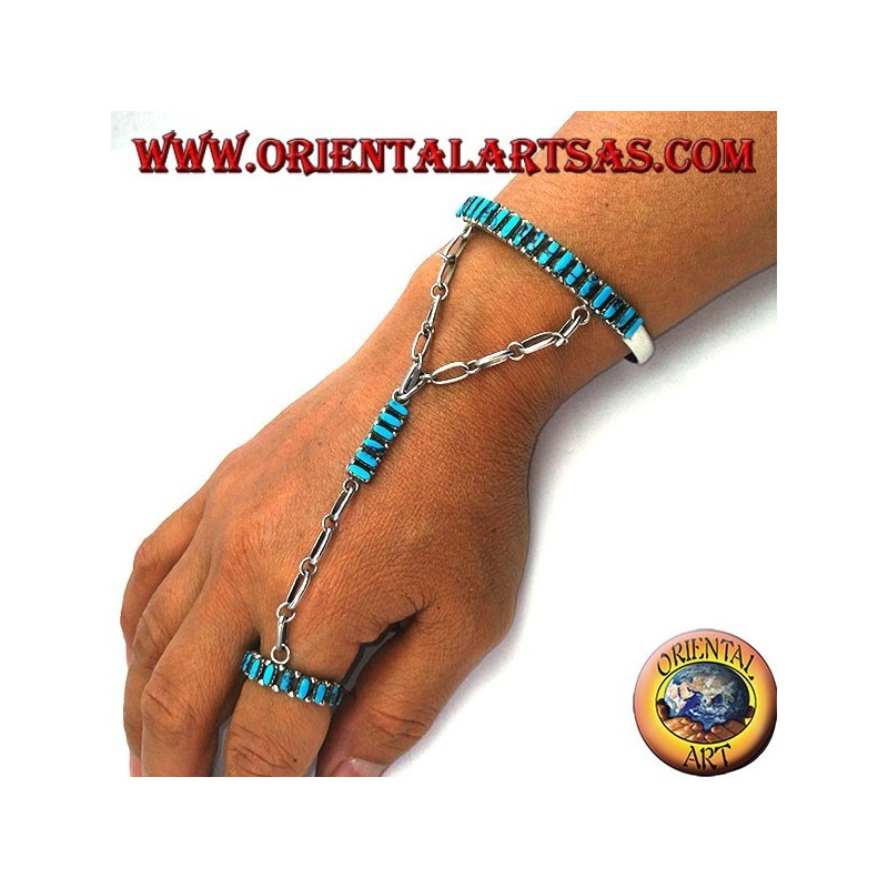Bracelet baiser en argent sterling avec navette turquoise