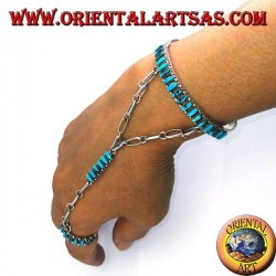 Bracelet baiser en argent sterling avec navette turquoise
