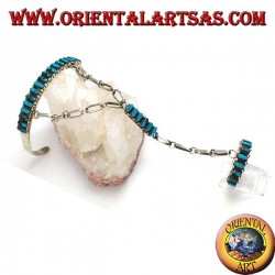 Pulsera beso en plata de ley con lanzadera turquesa