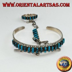 Pulsera beso en plata de ley con lanzadera turquesa