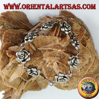 Bracelet en argent de grandes roses