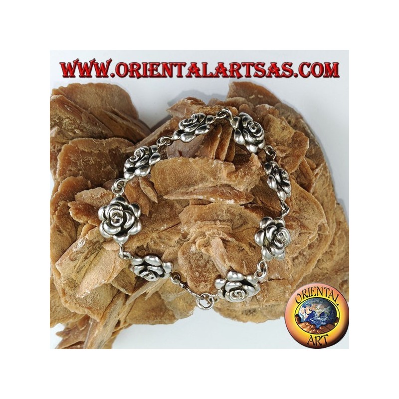 Silver bracelet of big roses