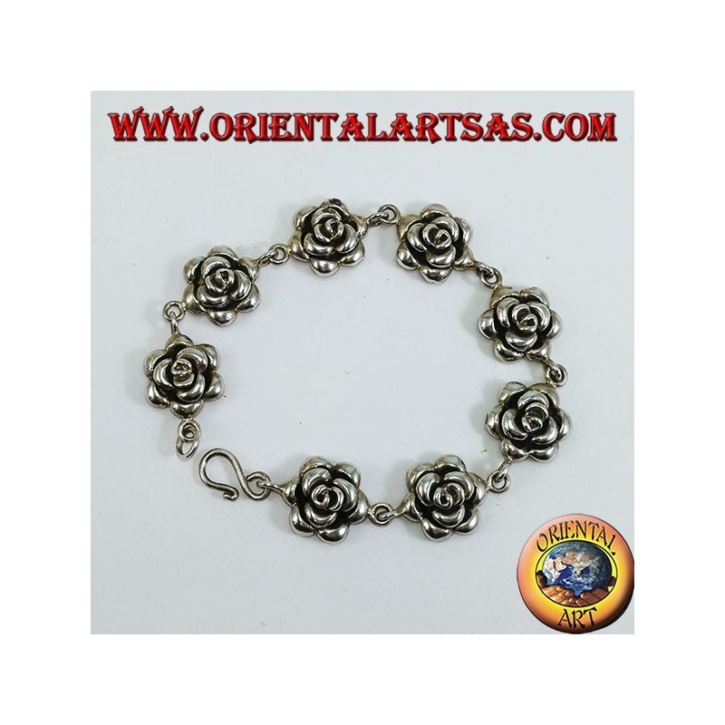 Silver bracelet of big roses