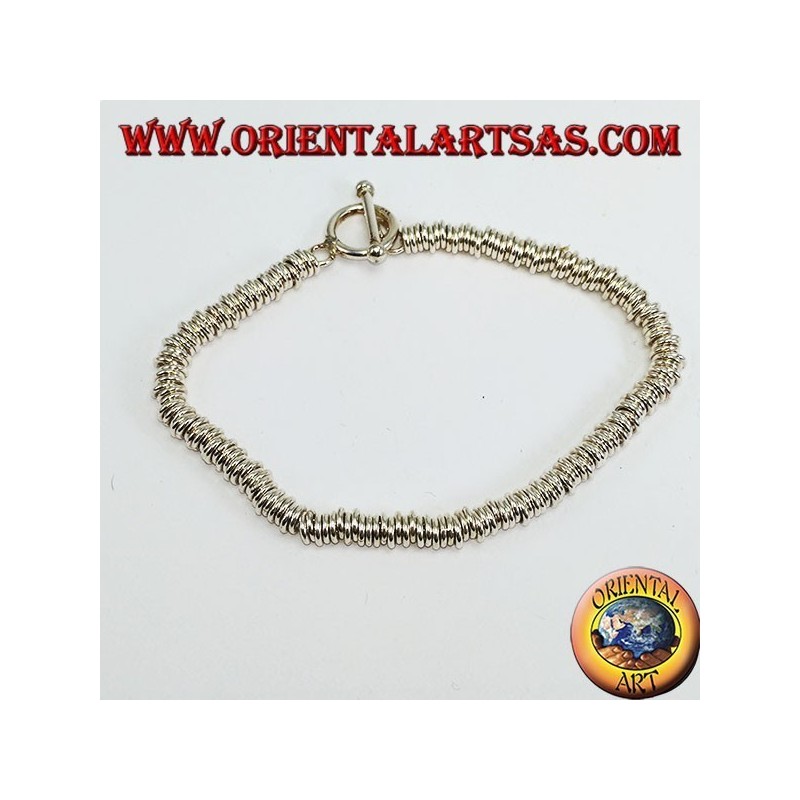 Bracelet en argent avec rondelles annulaires, modèle dodo