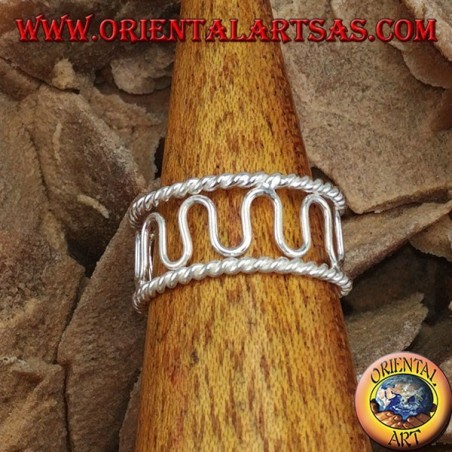 Anello in argento dita dei piedi o falange, filo ad onde 