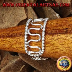 Anillo de plata con dedos de los pies o falange, alambre con ondas