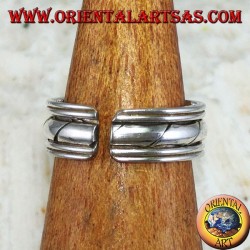 Bague en argent pour les pieds ou pour les phalanges, avec des gravures faites à la main