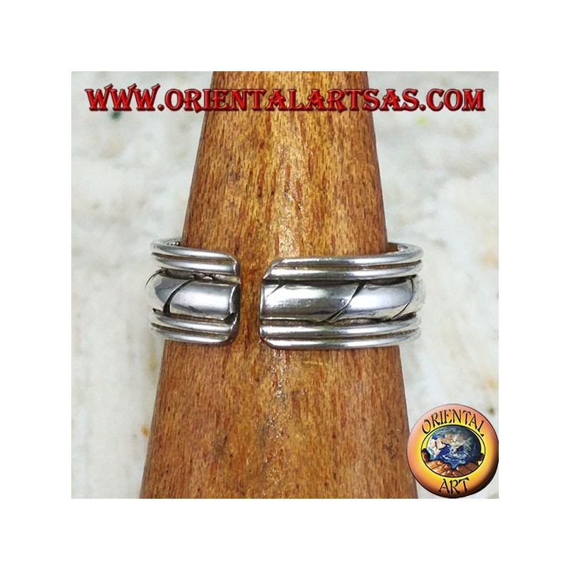 Bague en argent pour les pieds ou pour les phalanges, avec des gravures faites à la main