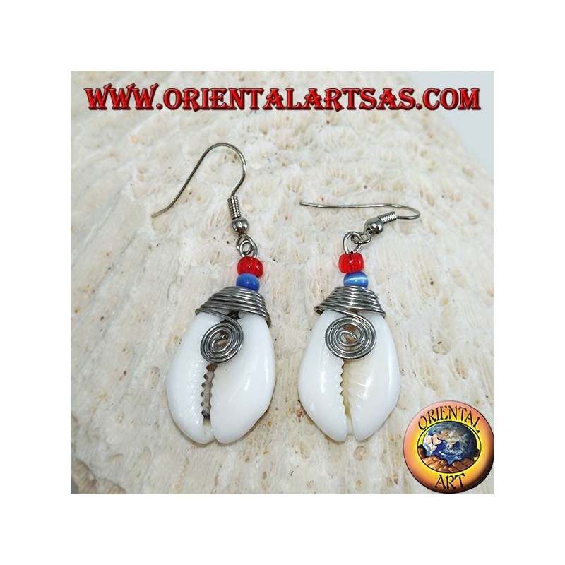 Cauri cowrie shell earrings with analergic metal