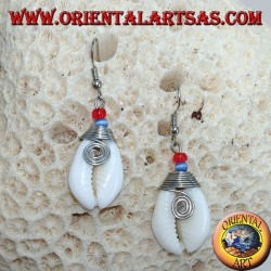 Cauri cowrie shell earrings with analergic metal