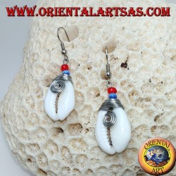 Cauri cowrie shell earrings with analergic metal