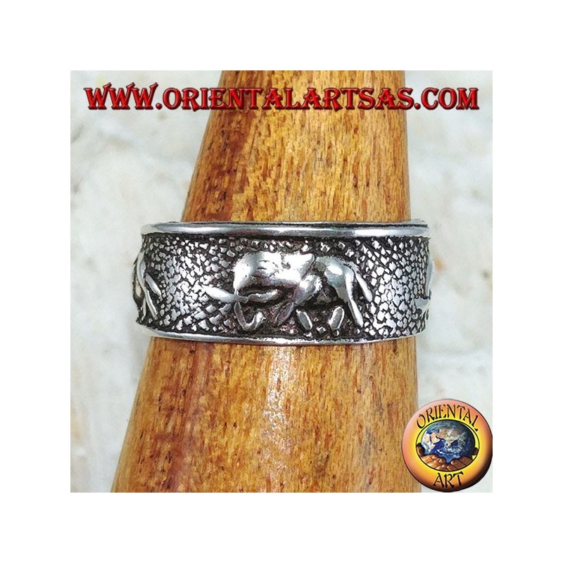 Bague en argent pour les pieds ou pour les phalanges avec des éléphants ciselés
